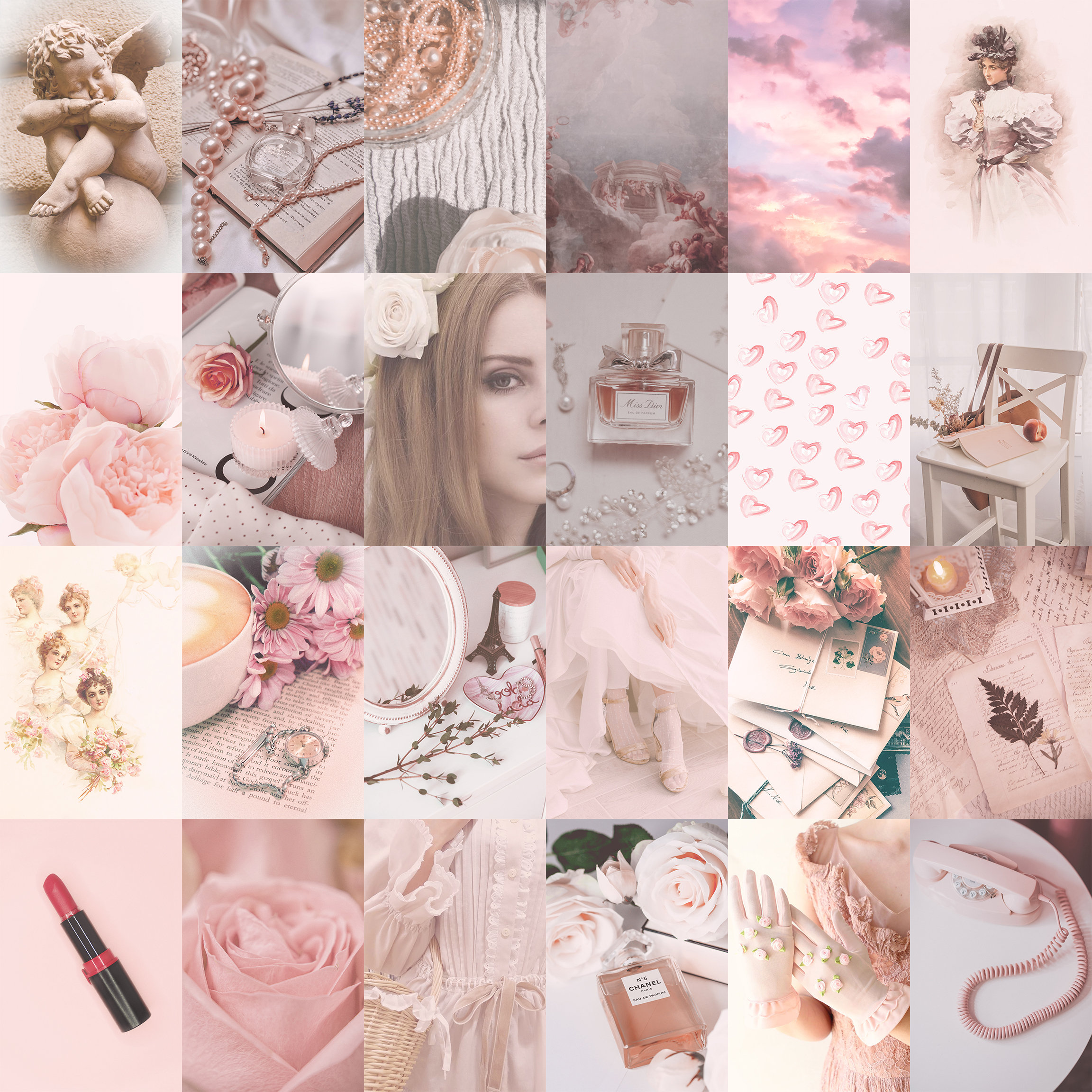 100 PCS Coquette Wall Collage Kit Blush Pink Aesthetic Photo Prints ...