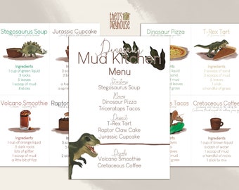 Dinosaur Mud Kitchen Recipe Cards | Homeschool Printable (Digital Download)