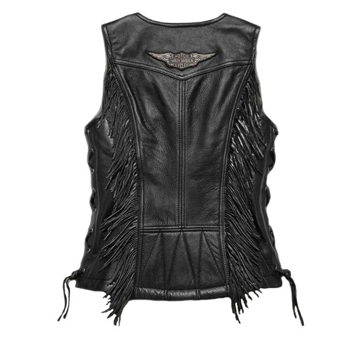 FRINGE LEATHER VEST Genuine Buffalo Leather Vest Biker Leather Vest Men