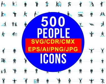 500+ icona umana file vettoriale Premium Bundle SVG EPS AI cdr cmx jpg png persone glifo uomo logo donne sagoma attività segno yoga figura stilizzata
