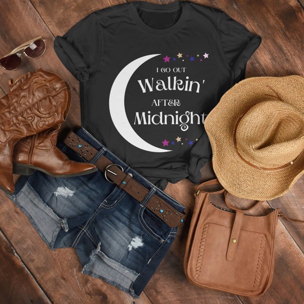 Walkin' After Midnight Short Sleeve Tee, Patsy Cline Song Lyrics TShirt, Classic Country Concert Tees, Vintage Country Music Lover Shirts