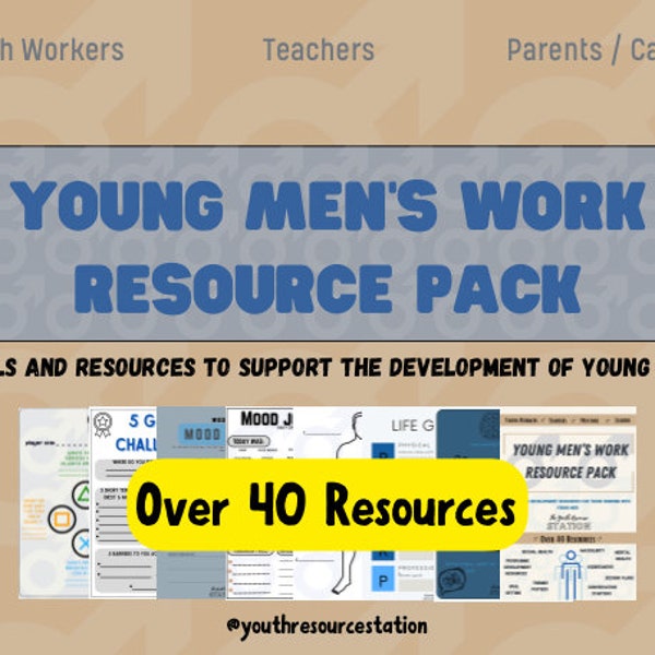 Young Mens Work Resource Pack - Work with Teenage Boys - Printable Resources -  Youth Work - Masculinity - Positive Mental Health