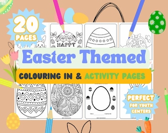 Easter Themed Colouring in Pages and Activities, Perfect for Youth Centers, Classrooms and even home. Coloring in pages, Easter Themed