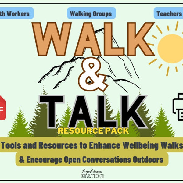 Walk and Talk Ressourcen Paket - Wohlbefinden Spaziergänge - Jugendarbeit - Achtsamkeit - Psychische Gesundheit - Ressourcen zu Fuß - Bewegung - Jugendgruppen