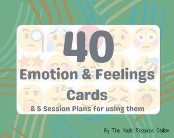 Emotion and Feelings Cards - Wellbeing Tools - Youth Work Resources - Emotion Flashcards - Wellbeing Cards - Mental Health Support