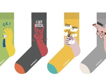 Lustige Socken mit Handzeichen-Motiven in 5 Varianten