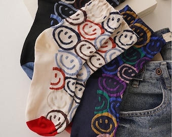 Socks with 3D smiley textured fabric