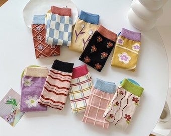 Colorful vintage socks in 10 variations
