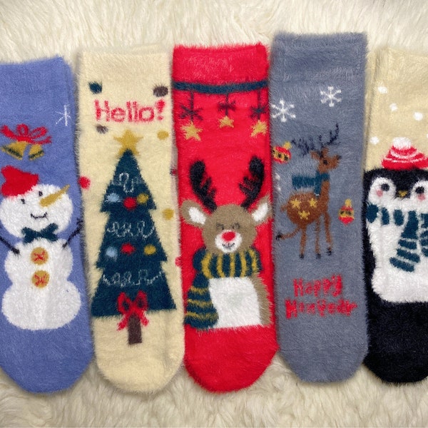 Kuschelsocken mit Weihnachtsmotiven in 5 Varianten