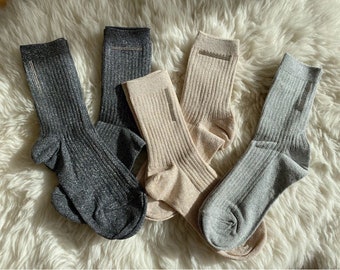 Noble glitter socks with elegant rhinestone band