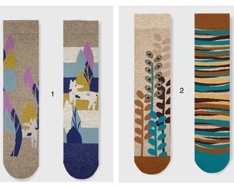 Stylish socks with art designs in 18 variations
