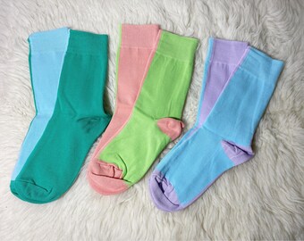 Two-tone socks inside/outside patchwork style
