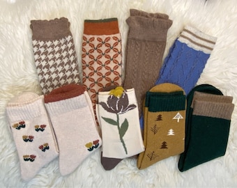 Vintage Socken aus Wollmischung  in 9 Varianten