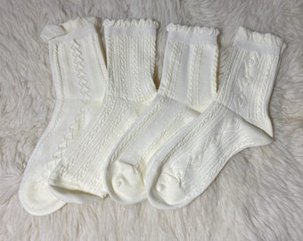 Vintage Socken creme in 4 Varianten