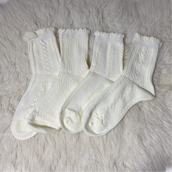 Vintage Socken creme in 4 Varianten