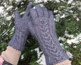 Ciepłe rękawiczki kablowe – wzór do robienia na drutach w formacie PDF z materiałem wideo – Zimowe akcesoria damskie