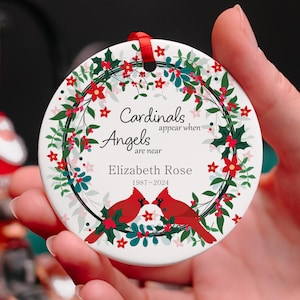 Custom Memorial Ornament, Personalized In Loving Memory Christmas Ornament, In Memory Keepsake, Sympathy Condolence Gift, Cardinal Birds