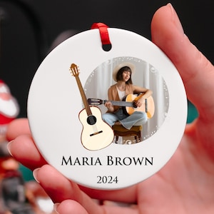 Personalized Guitarist Photo Ornament, Acoustic Guitar Musical Instrument Ornament, Personalized Christmas Gift Guitarist, Band Ornament