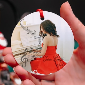 Personalized Photo Piano Ornament, Pianist Ornament, Personalized Christmas Musician Gift , Gift for Piano Player, Musical Instrument
