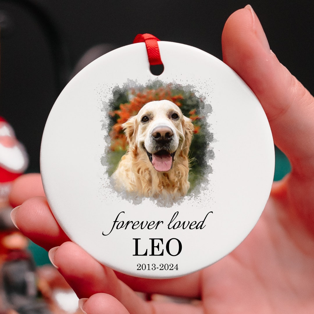 Personalized Dog Photo Memorial Ornament, Remembrance Gift, Custom Pet ...