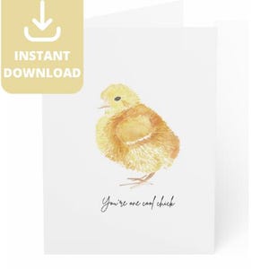 Tarjeta de San Valentín con una chica genial, tarjetas digitales con acuarela hechas a mano, descarga instantánea
