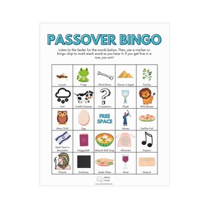 10 Printable Passover Bingo Cards | Children's Passover Activity Kit ...