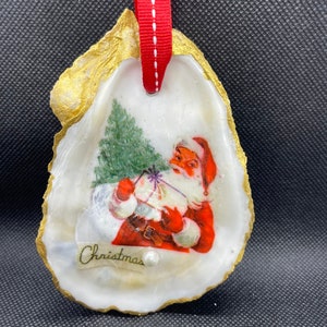 Vintage Santa Oyster shell ornament