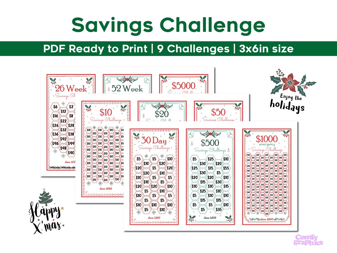 Christmas Savings Challenge Printable Savings Challenge Mini Savings ...