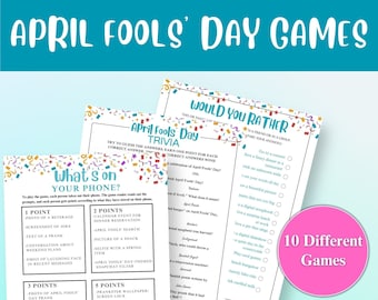 April Fools' Day Games Printable Bundle for Family, Classroom and Sunday School | Fun Games for All Ages | Trivia | Word Search