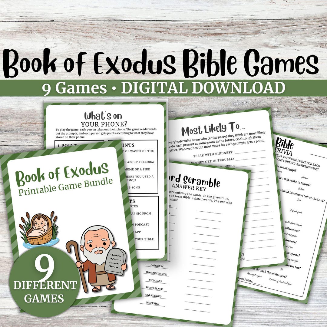 Book of Exodus Bible Games: Family Printables (PDF) - Etsy