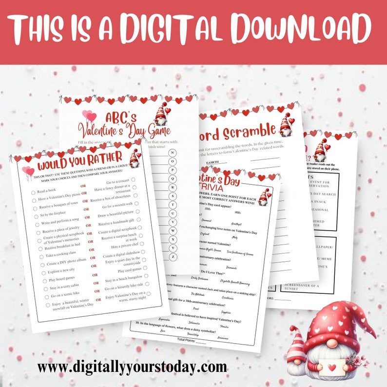 Printable Valentine's Day Game Bundle for Kids of All Ages | Valentine ...