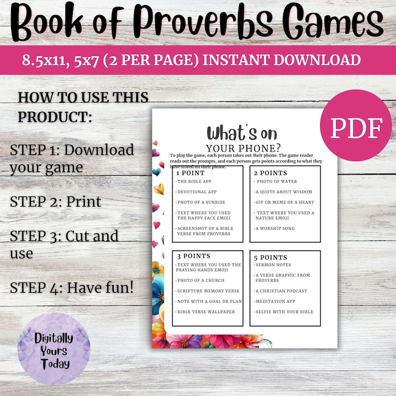 Proverbs Games Book of Proverbs Bible Games: Family Printables (PDF) - Etsy