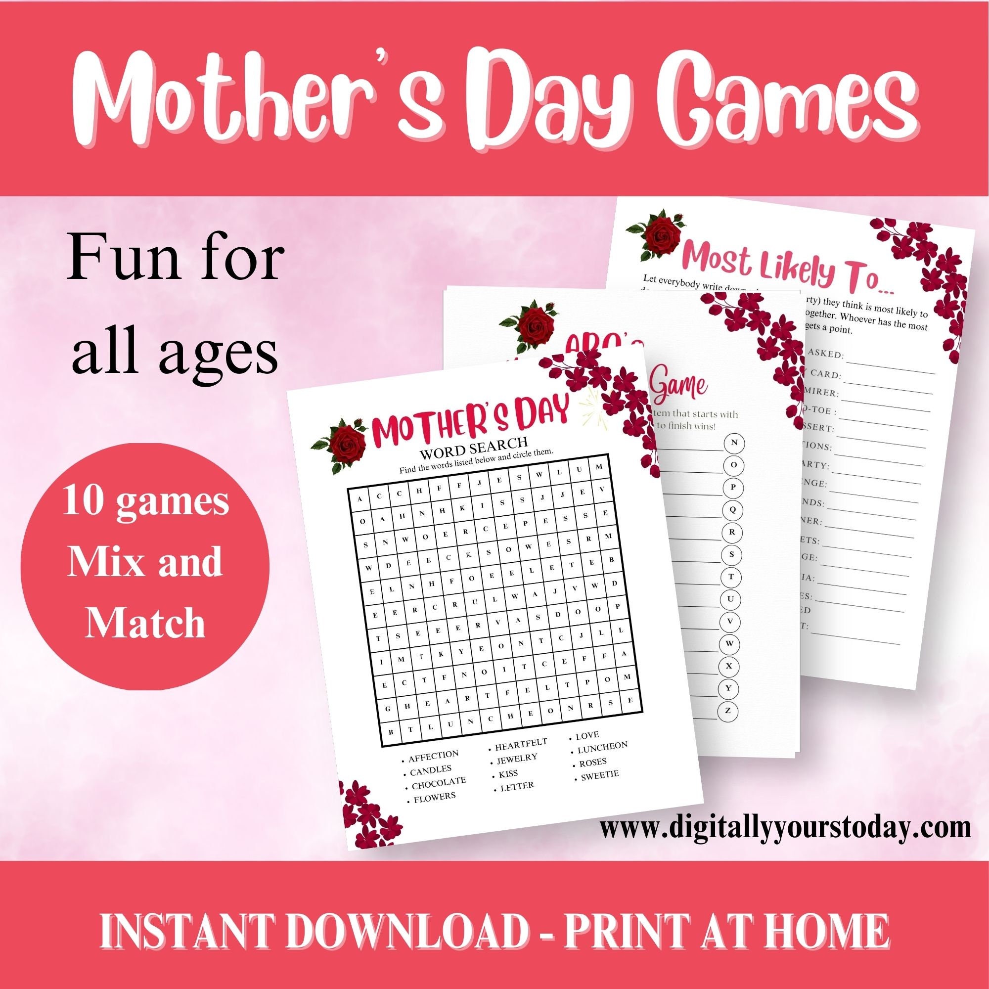 Mother's Day Game Printable Bundle Fun Games for Mum Mothering Sunday ...