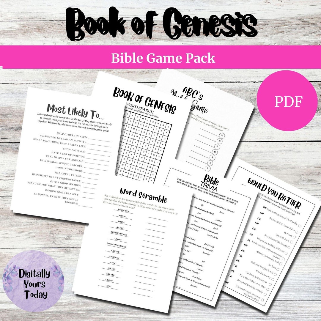 Bible Games: Book of Genesis | Family Friendly Printables | Trivia | Would You Rather | Word Search | Youth Group and Sunday School Games - Etsy bible-games-book-of-genesis-family-friendly-printables-trivia-would-you-rather-word-search-youth-group-and-sunday-school-games-etsy