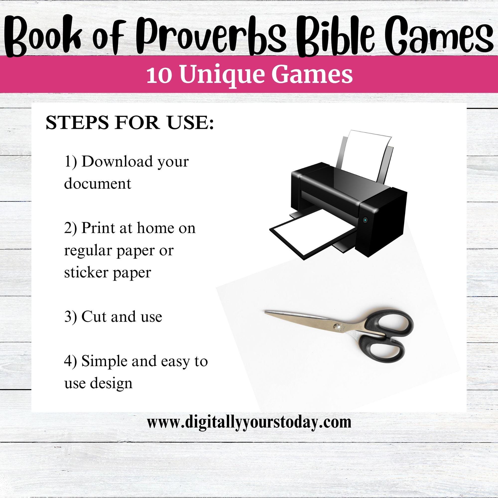 Proverbs Games Book of Proverbs Bible Games: Family Printables (PDF) - Etsy
