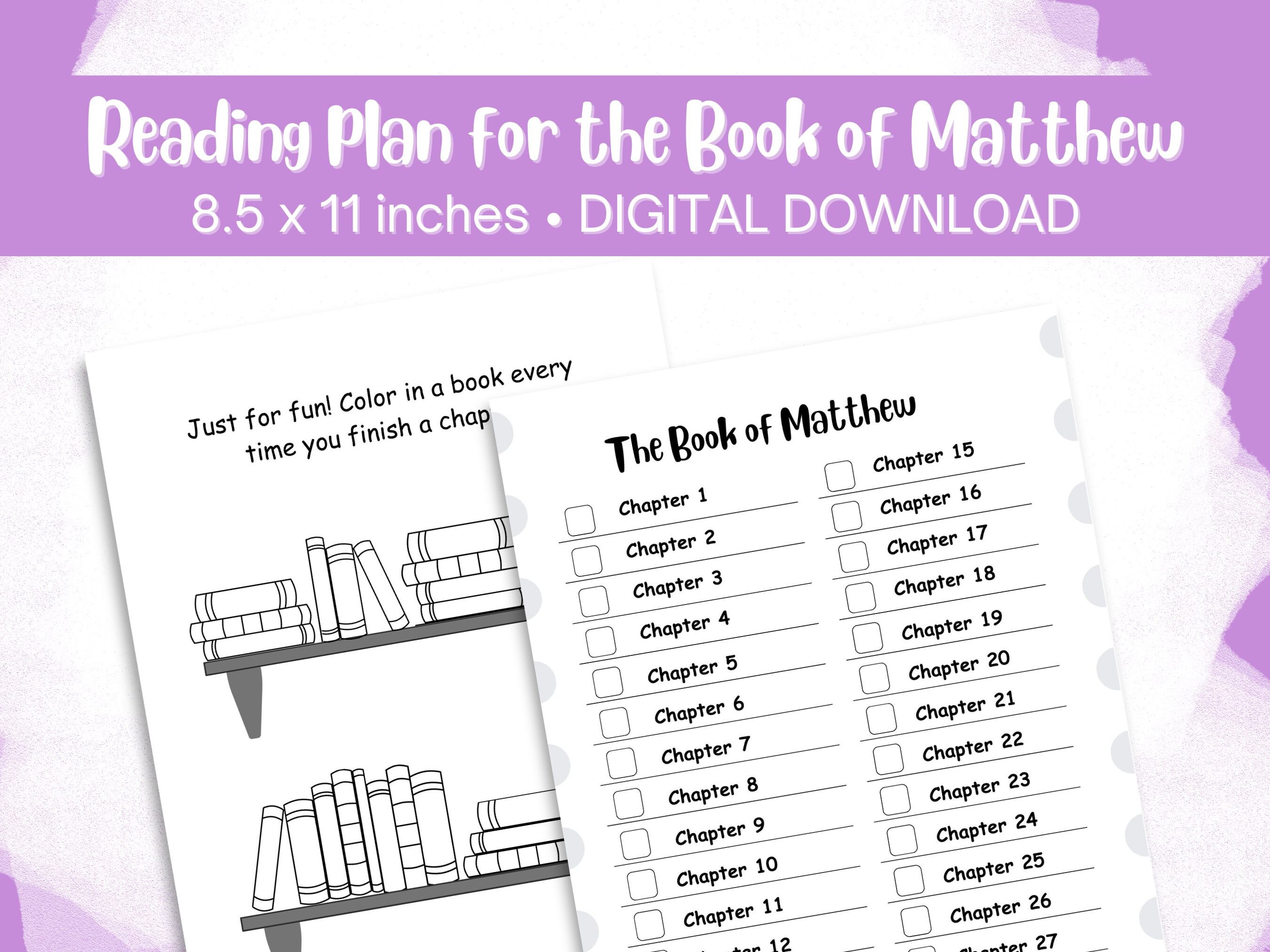 Bible Reading Log - Read the Book of Matthew With Chapter Summaries - Etsy