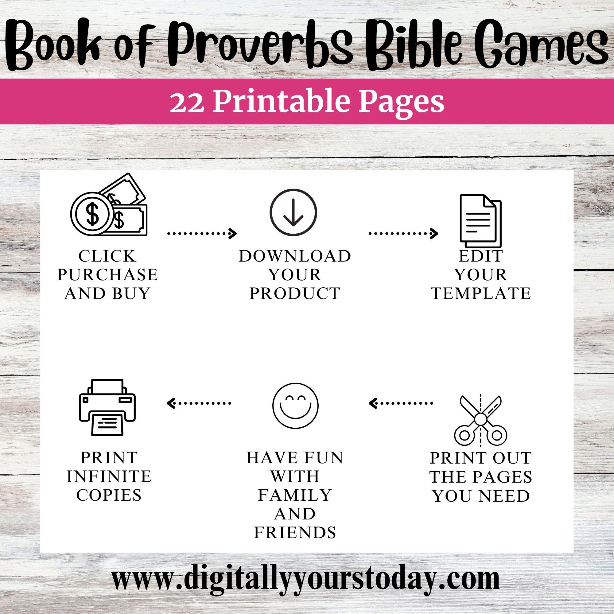 Proverbs Games Book of Proverbs Bible Games: Family Printables (PDF) - Etsy