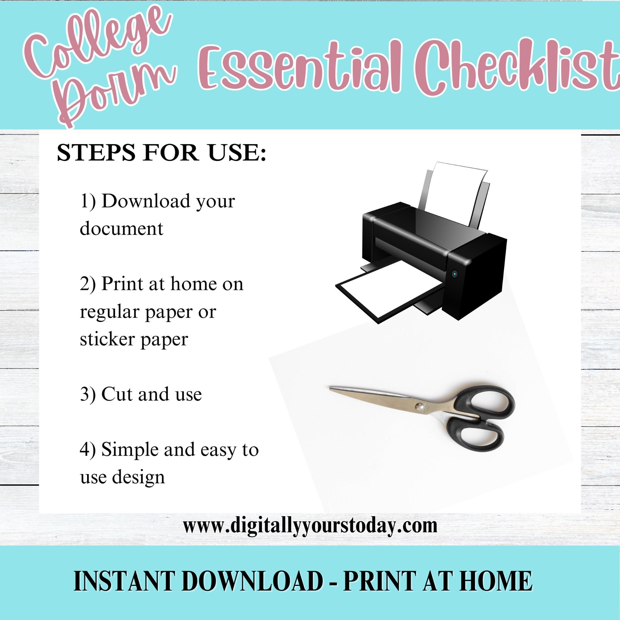 College Dorm Essentials Checklist: Printable Packing List (digital ...
