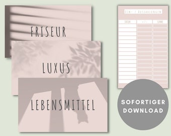 XL Package: Dashboards "Shadow" in antique rose, including tracker for A6 envelopes | Envelope method in the Budget Binder | Digital PDF Download