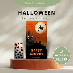 Halloween Spar-Challenge • Sparkarte für Umschlagmethode, Sparen für Halloween-Deko, gruselige Sparchallenge, Cash Stuffing, Sparvorlage