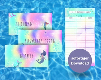 XL Package: "Mermaid" Dashboards, including tracker | Cover sheets for envelope method | Digital PDF download