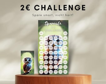 Spareule 2 Euro Savings Challenge • High-quality print, Savings Challenge template, Cash Stuffing template, Envelope method