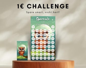 Savings Owl 1 Euro Savings Challenge • High-quality print, savings challenge template, cash stuffing template, envelope method
