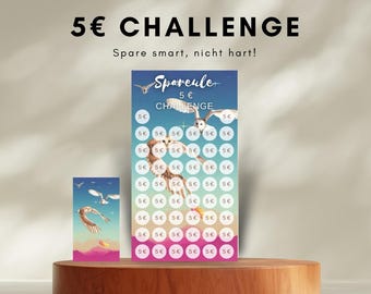 Spareule 5 Euro Savings Challenge • high-quality printing, template savings challenge, cash stuffing template, envelope method