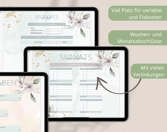 Digital financial planner, digital calendar • Exclusive savings challenges, incl. sticker pack & cover pack, links, for tablets with stylus