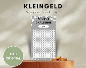 Small Change Savings Challenge • Savings challenge for small change, Save 55 euros with small change, Savings template, Envelope method, Save money