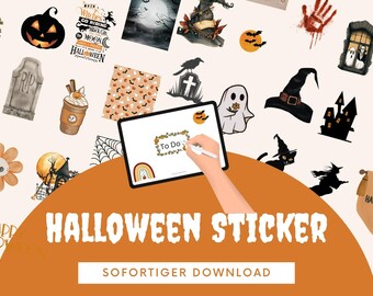 100 digital Halloween stickers | Goodnotes • XODO • Drawboard PDF & Co