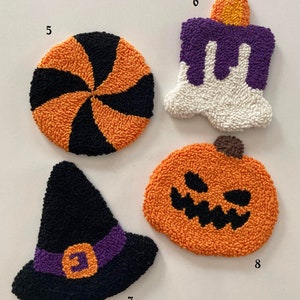Punch Needle Coasters, Handmade Mug Rug, Halloween Mug Rug, Halloween Decor, Drink Coasters, Spooky Halloween Gift, Spooky Decor image 3