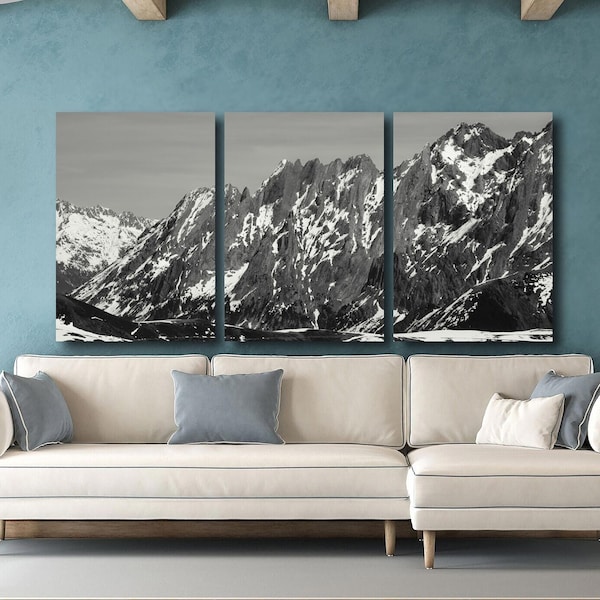 Swiss Alps Mountain Range- Black and White Switzerland Landscape Nature Photography
