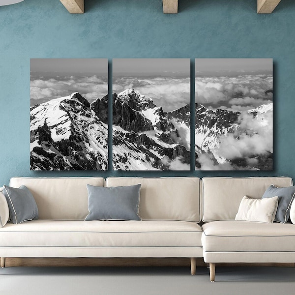 Swiss Alps Mountain Range- Black and White Switzerland Landscape Nature Photography